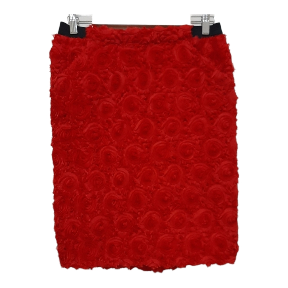 Harvey Faircloth Red Roses Textured Skirt Size 8